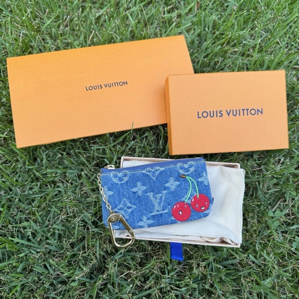 ✨SOLD✨Louis Vuitton Murakami Cerise Denim Key Pouch Cherry LV x MK NWT